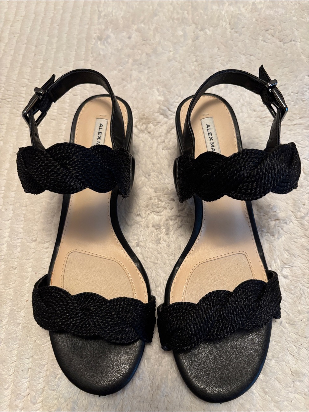Alex Marie Women’s  Black Braided Slingback Sandals, Size 6M
